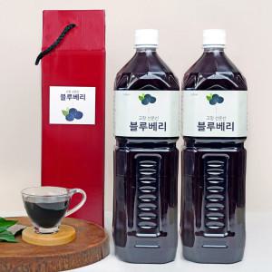 고창 선운산 블루베리원액 엑기스 1500ml 2병 생착즙원액/100% 고창 블루베리 1500ml 대용량 2병 선물포장