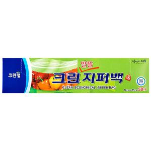 크린랩 크린알뜰 지퍼백 30cmx35cm (특대) 50매 비닐 위생백 음식보관 음식포장 주방