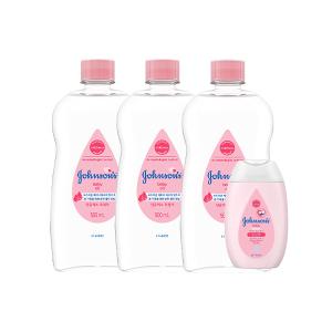 존슨즈 베이비 오일, 500ml, 3개 + 증정(핑크로션, 100ml, 1개)