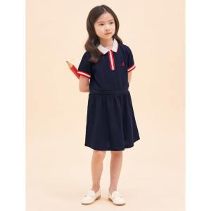 [BEANPOLE KIDS] [Essential] 반소매 피케 원피스  네이비 (BI3371GE2R)