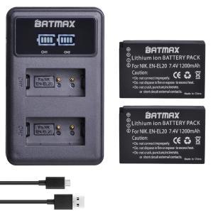 Batmax 배터리 및 LED 듀얼 USB 충전기, Nikon Coolpix P1000 J1, J3 AW1 용, EN-EL20 EN