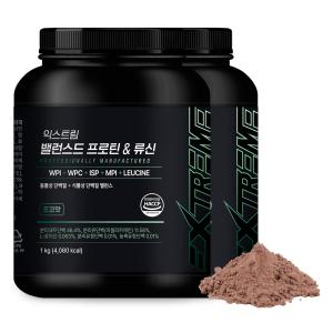 익스트림 밸런스드 프로틴 류신 단백질 보충제 초코맛 1kg 2통 (50일분)