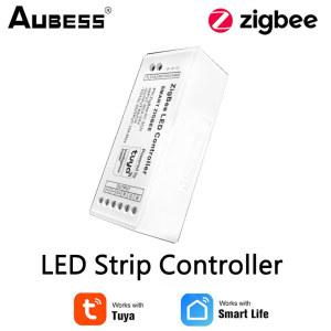 Tuya Zigbee 3 0 스마트 LED 스트립 컨트롤러 DC5 24V RGB CCT RGBW 단일 컬러 조광기 지원 라이프 APP