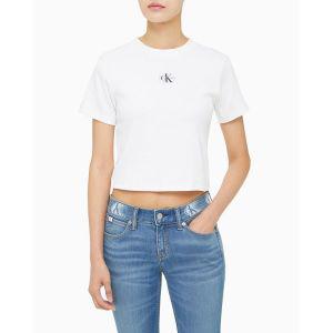 케빈클라인 진 CALVIN KLEIN JEANS 캘빈클라인 여성 로고 뱃지 크롭 반팔 티셔츠 J221595323731