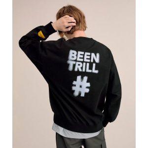 [매장정품] 빈트릴 BEENTRILL 블러 해시태그 오버핏 맨투맨블랙