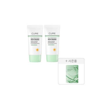 김정문알로에 큐어 아쿠아 마일드 그린 선크림 40ml, 2개 + 증정(피토 그린 마스크팩, 1매)