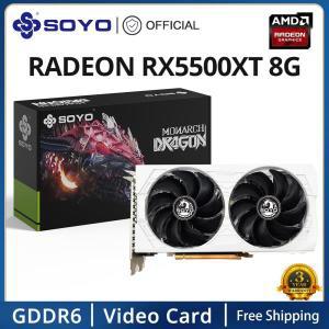 SOYO 오리지널 AMD Radeon RX5500XT 8G 그래픽 카드, GDDR6 메모리, 새로운 GPU 화이트 비디오 게임 카드,