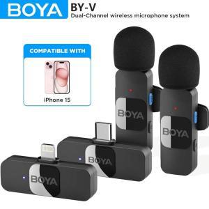 BOYA BYV 무선 라발리에 라펠 마이크 아이폰 안드로이드 휴대폰 PC 컴퓨터 노트북용 유튜브 녹음 스트리밍