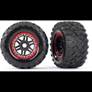 Traxxas 897R 타이어 앰프 휠(Black Red Beadlock Style Maxx Mt 타이어)(2) 17mm_MC