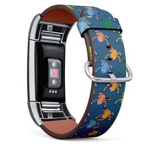 Fitbit Charge 2와 호환 - 교체용 액세서리 가죽 밴드 스트랩 팔찌 손목 어댑터 포함 (Bright Frogs)