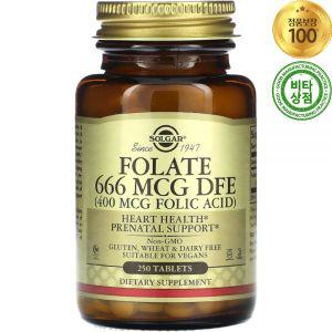 솔가 엽산 폴레이트 Folate 666 mcg DFE 250정 400 Folic Acid