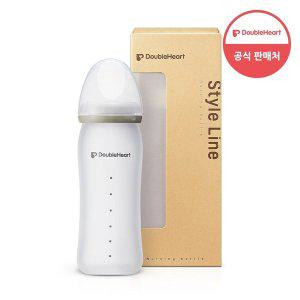 [더블하트] 실리콘 코팅 노꼭지 유리젖병 240ml