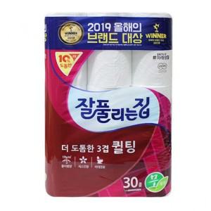 잘풀리는집 3겹 퀼팅 화장지 30롤 두루마리