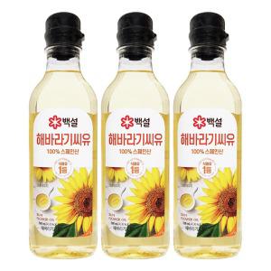 백설 식용유 해바라기씨유 500mL x 3개