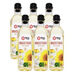 백설 식용유 해바라기씨유 900mL x 6개