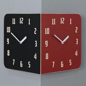 Morden Retro Round Corner Clock (BlackRed)양면시계 벽시계 인테리어벽 벽걸이 소품 모서리 코너