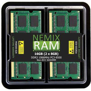 NEMIX 메모리 RAM 16GB(2X8GB) DDR3 1066MHZ PC3-8500 2Rx8 1.5V 204핀 비 ECC SODIMM 노트북 AIO 키트 114