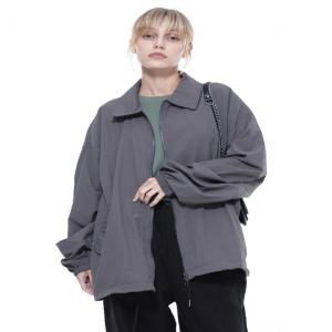 Searsucker Collar Windbreaker Jumper - Charcoal