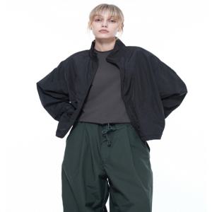 Searsucker Crop Windbreaker Jumper - Black