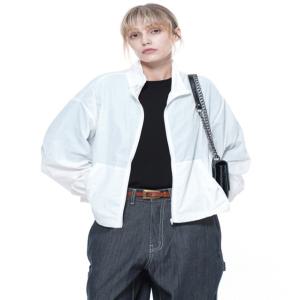 Searsucker Crop Windbreaker Jumper - White