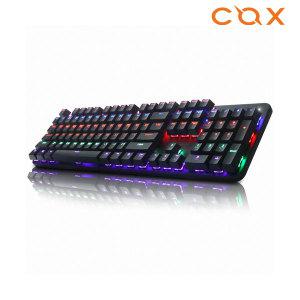 COX CK420 교체축 레인보우 LED 게이밍 기계식 키보드 (블랙, 갈축)