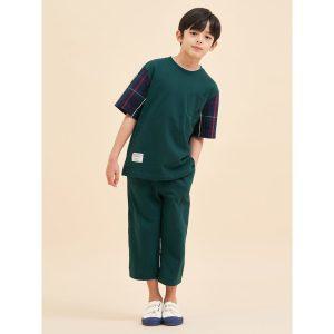 [BEANPOLE KIDS] 체크매치 반소매 상하 세트  그린 (BI4242U05M)