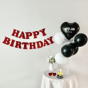 연지마켓 생일가랜드 생일 파티 용품 세트 하트 풍선 (자유레터링)