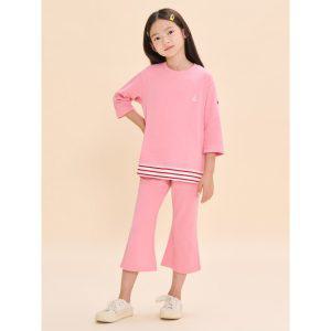 [BEANPOLE KIDS] [BEANPOLE KIDS] 여아 스트라이프 레이어드 7부 티셔츠 세트  라이트 핑크 (BI4741G02Y) (BI4741G02Y)