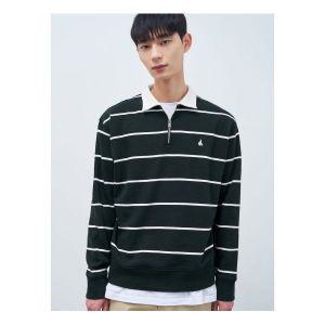 빈폴 BEAN POLE POLE멘 스트라이프 반집업 스웨트 셔츠 그린 BC3141O01M