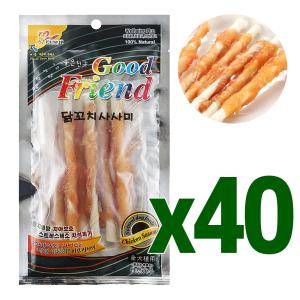 굿프랜드 치킨츄 우유스틱껌 60g x40/개껌/우유껌/닭꼬치사사미