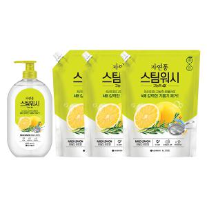 자연퐁 스팀워시 주방세제 레몬향 용기, 750ml, 1개 + 리필, 1L, 3개