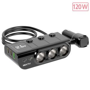 시거잭 3구 USB 5포트 고속 멀티소켓 차량용 분배기 온어프 스위치 전압계 12V 24V