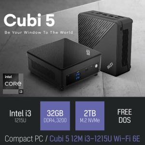 ⓒ MSI Cubi 5 12M i3-1215U Wi-Fi 6E 32GB 2TB / 사무 산업용 작업용 초소형 미니PC