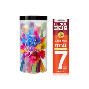 페리오 컬러밤 초극세모 칫솔(칫솔캡 포함), 12입, 1개 + 증정(페리오 토탈7 치약, 마일드, 120g, 1개)