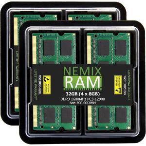 NEMIX 메모리 RAM 32GB(4X8GB) DDR3 1600MHZ PC3-12800 2Rx8 1.35V 204핀 비 ECC SODIMM iMac 27