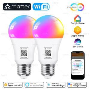 COOLO Matter 스마트 전구 RGB E27 와이파이 LED 홈 알렉사 구글 홈 애플 호환 홈키트 시리 작동