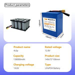 전동차전기자동차스쿠터 32700 Lifepo4 배터리 12V 팩 138000mAh 4S3P 내장 40A 밸런스드 BMS 전기 보트 및