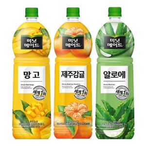 [한번에먹자] 미닛메이드 1.5L 3종(망고2+제주감귤2+알로에2), 총 6페트_MC