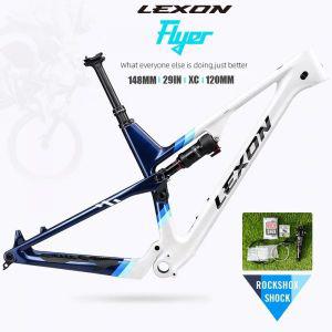 자전거프레임 호환 로드 자전거 바이크 프레임 2024 LEXON FLYER 풀 서스펜션 카본 MTB 프레임산악 XC 세트