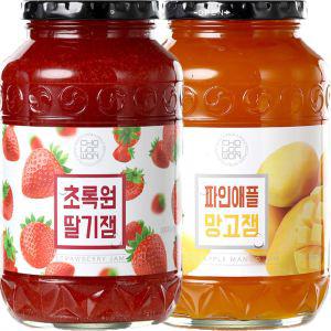 초록원 딸기잼 1kg+파인애플망고잼 1kg 딸기쨈 잼