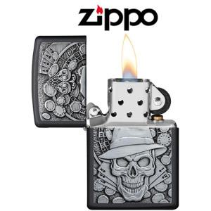 M- USA 정품 지포 라이터 49183 갬블링 스컬 해골 블랙 모델 ZIPPO 49183 GAMBLING SKULL 한강