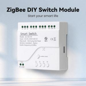 Tuya ZigBee 스마트 스위치 모듈 RF433 홈 자동화 DIY 차단기 알렉사 구글용 무선 릴레이 음성 제어 4 채널