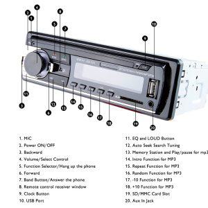 차량용 오디오 블루투스 자동차 라디오 디지털 스테레오 플레이어 MP3 60W x 4 FM 음악 USB SD 대시 AUX 입