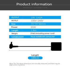 Ac 어댑터 충전기 Asus X453M F756U X556U F302L Q324U R558UJ R557U A556UF X503S Q504U K540LA 용 19V 3.42A 65W 4.0x1.35mm