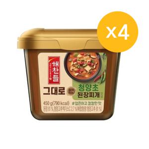 해찬들 그대로 끓여먹는 청양초 된장찌개양념, 450g, 4개