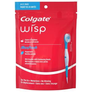 콜게이트 Wisp 여행용칫솔 일회용 페퍼민트 24개 4팩 Colgate