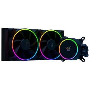 Razer 한보 크로마 RGB 올인원 쿨러 aRGB 펌프 캡 궁극의 AIO 디자인 저소음 팬 조용하고 효율적인 액체 냉