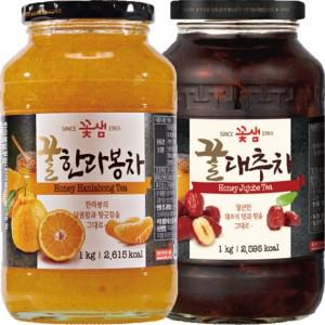 대량구매 단체주문 꽃샘 꿀한라봉차S 1kg+꿀대추차 1kg 선물용 회사 사무실 행사