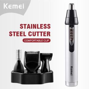 Kemei-4in1 충전식 코 귀 헤어 트리머, 남성 그루밍 전기 눈썹 수염 마이크로 6650