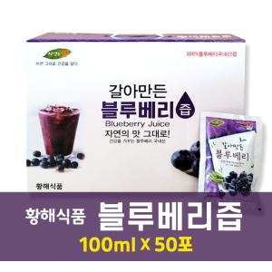 황해식품 자연속애 갈아만든 블루베리즙 100ml X 50포